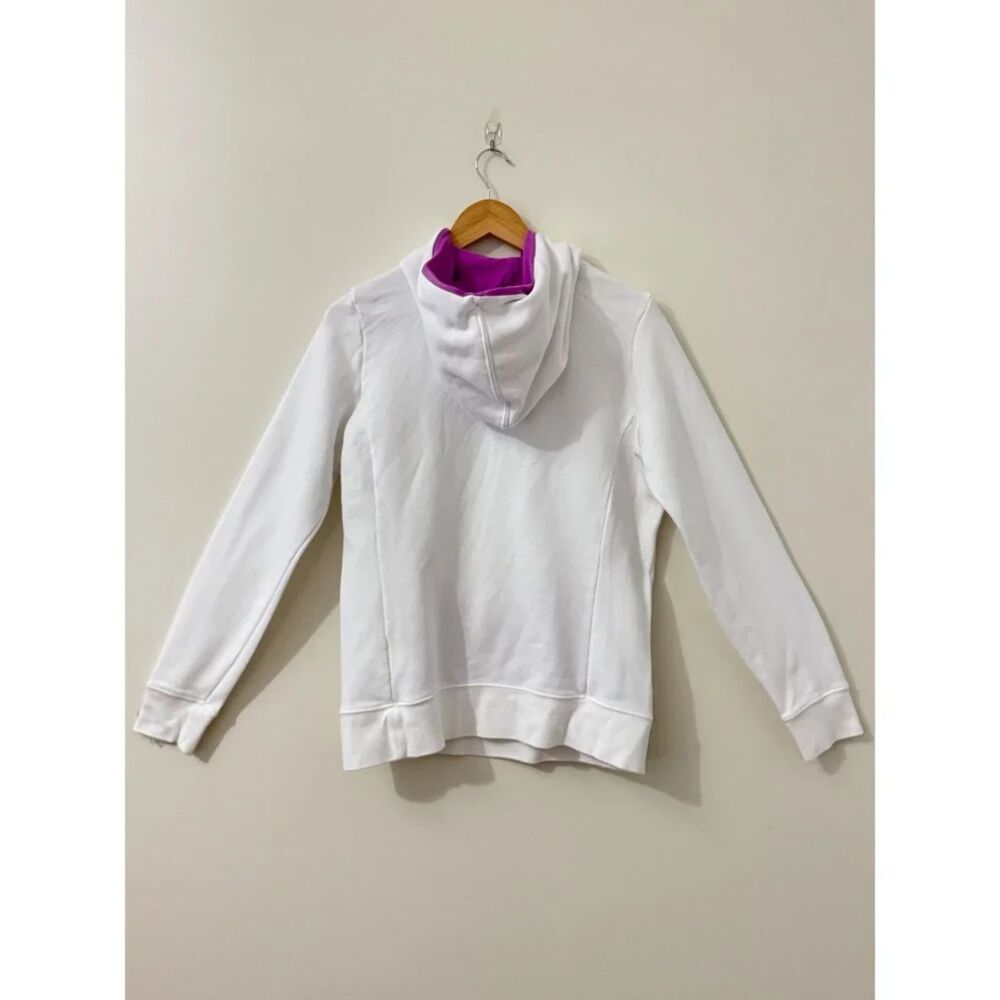 The North Face White Fleece Lined Pullover Hoodie Pastel Logo - Picture 2 of 5